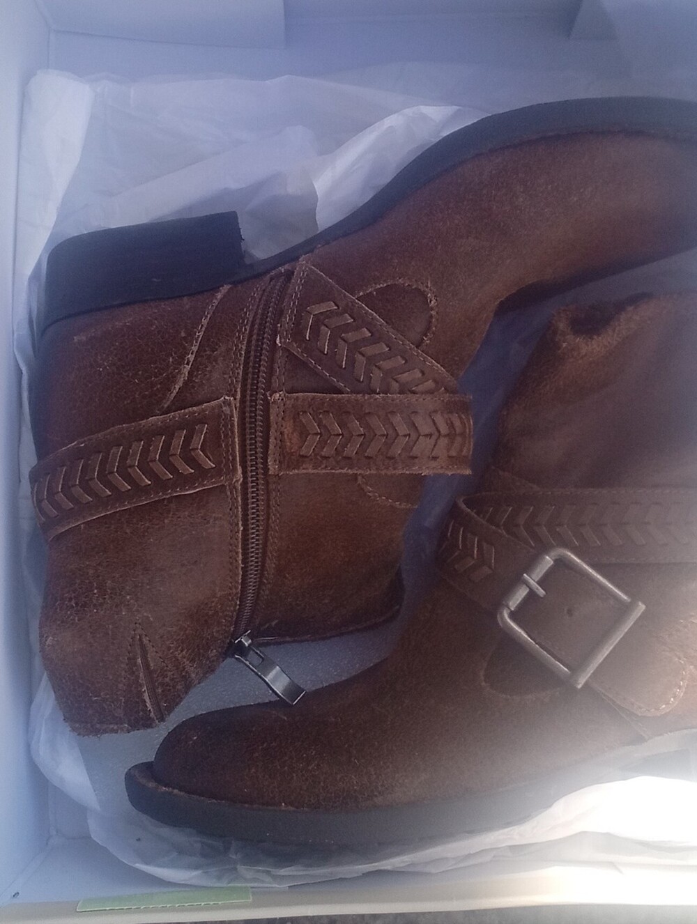 Women's Brown Suede Ankle Boots with Decorative Buckle